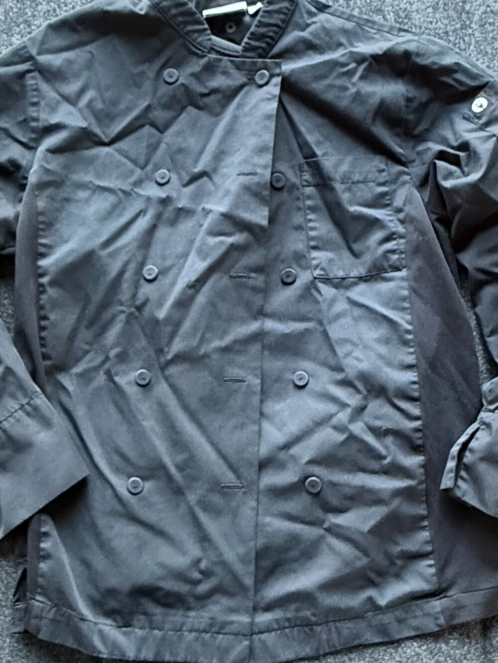 Chef Works Black Chef Coat Small Double Breasted Long Sleeve